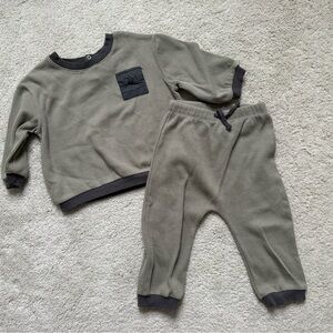 Kids' Olive Ribbed Jogger Set